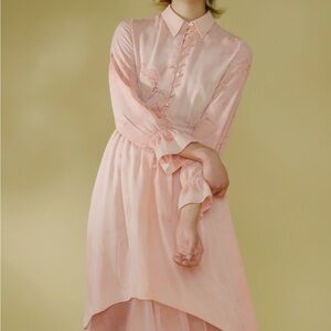 Edward Mongzar Chic Blush Long Sleeve Dress